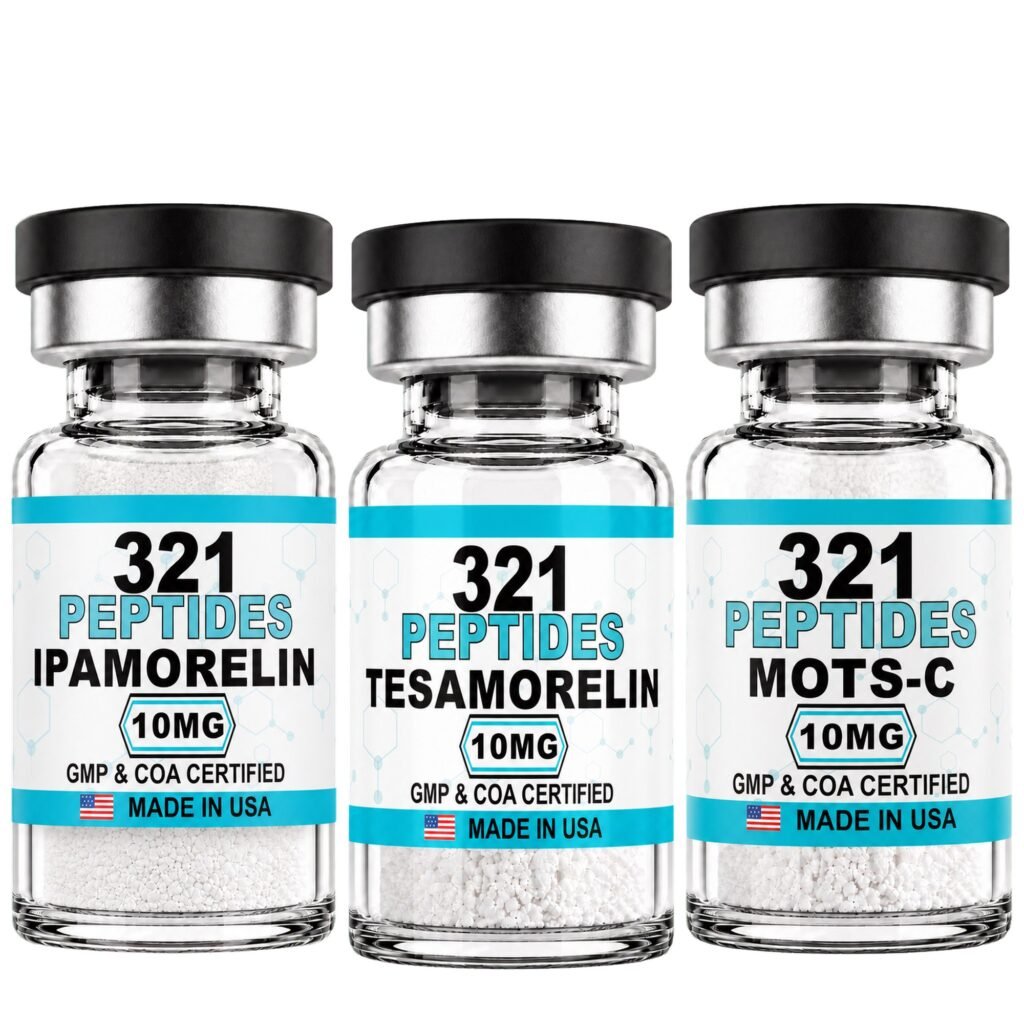 Tesamorelin 10mg, Ipamorelin 10mg + MOTS-C 10mg Research Bundle